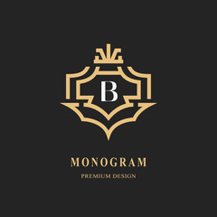 Monogram design elements, graceful template. Calligraphic elegant line art logo design. Letter emblem B sign for Royalty, business card, Boutique, Hotel, Restaurant, wine. Frame. Vector illustration