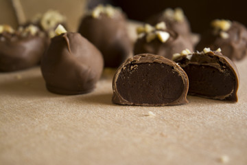 Chocolate sweets on the table