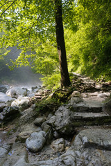 hiking through beautiful tolmin gorges in triglav national park, slovenia