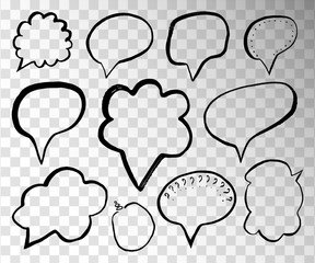 Speech Bubbles isolated on transparent background. Hand-drawn painted speech bubbles for t-shirt print, flyer, poster design.