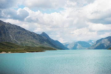 magnificent landscape with Gjende lake, Besseggen ridge, Jotunheimen National Park, Norway