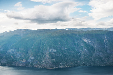 view to Aurlandsfjord from Stegastein viewpoint, Aurland, Norway