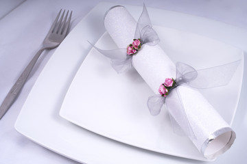 Wedding Table Place Setting with a Traditional Cracker