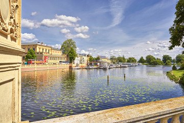 Old town of Schwerin on the lake shore, capital city of the northern German state of Mecklenburg-Vorpommern