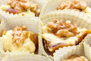 Dates with mascarpone cheese and walnuts