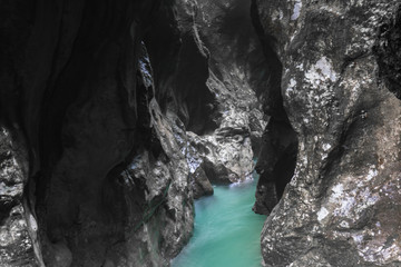 thermal water source in beautiful tolmin gorges in triglav national park, slovenia
