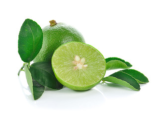 Fresh lime and slice, Isolated on white background