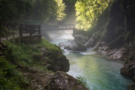 scenic beautiful tolmin gorges in triglav national park, slovenia