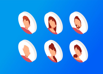 3d vector colorful illustration set. 