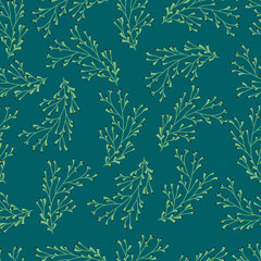 Seamless vector abstract pattern with floral ornament leafs