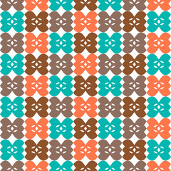 Seamless abstract vector fabric wallpaper texture pattern with multicolored geometric tiling shapes 
