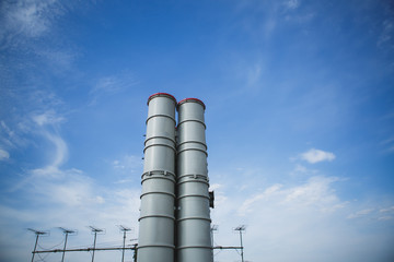 Rocket complex against clear blue sky. Weapon are ready to war
