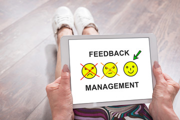 Feedback management concept on a tablet