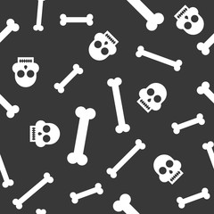 Halloween seamless pattern skull and bone, flat design with cliping mask