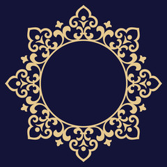 Decorative frame Elegant vector element for design in Eastern style, place for text. Floral golden border. Lace illustration for invitations and greeting cards.