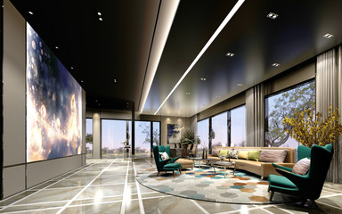 3d render of modern hotel interior lobby