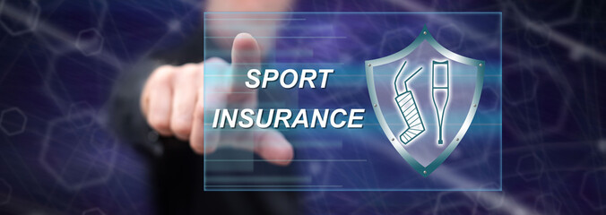 Fototapeta premium Man touching a sport insurance concept