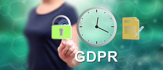Woman touching a gdpr concept
