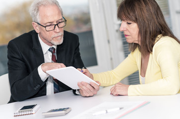 Woman meeting a consultant for advices