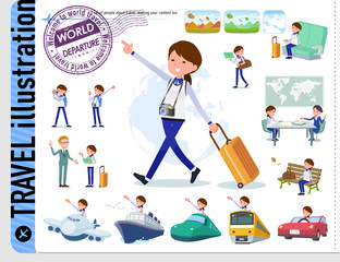 flat type Store staff Blue uniform women_travel