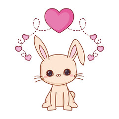 cute baby bunny sitting love hearts romantic