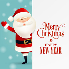 Santa claus design with big signboard for christmas greeting