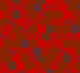 Abstract background of red hexagons. Pattern of geometric polygons. Vector
