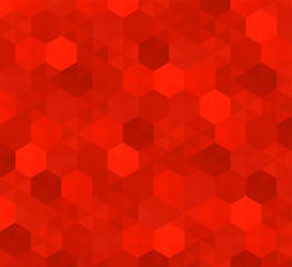 Abstract background of red hexagons. Pattern of geometric polygons. Vector