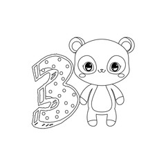 cute bear with number three decoration