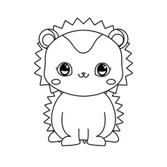 cute hedgehog baby sitting cartoon