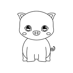 cute piggy baby sitting cartoon