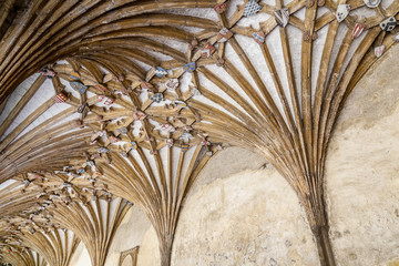 Ancient wooden structure at the ceiling of the galleries of Canterbury cathedral in Cantebury, England, UK