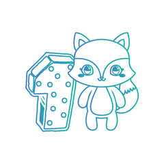 cute fox with number one decoration