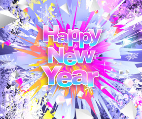 Happy new year theme bright multicolored banner