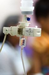 Bottle of saline treated patients in hospitals