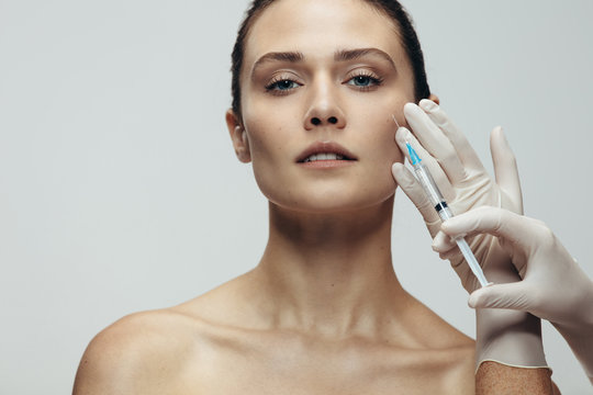 Anti wrinkles aesthetic treatment on face