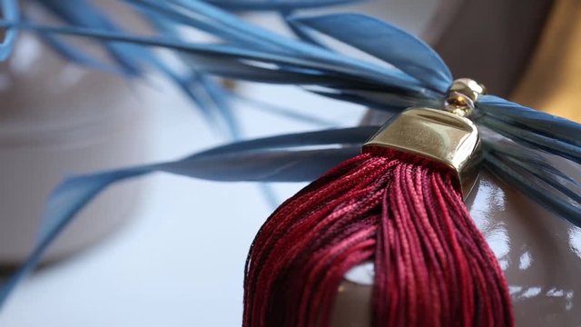 Wedding decorations for the bride Shoes with red ribbons Bijouterie, ribbons, satin decorations and jewelry