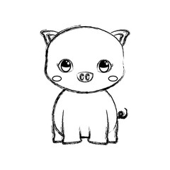 cute piggy baby sitting cartoon