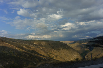 Naklejka na ściany i meble roadside view on the landscape of ecuador