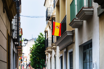 Fototapeta na wymiar Spanish flag in Sevilla, Spain