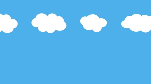 Clouds moving on a blue sky, seamless cloud motion, cloud cartoon
with place for text background.