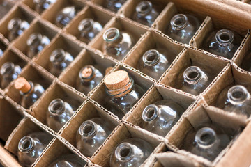 Wine bottles in a cardboard box