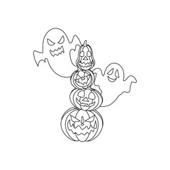 Jack-o-lantern pumpkin and ghost