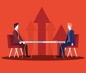 Fototapeta premium businessmen sitting on the office chairs with table