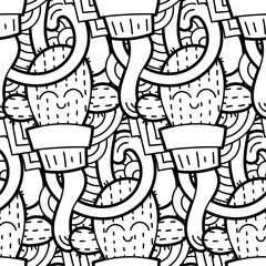 Funny doodle monsters seamless pattern for prints, designs and coloring books