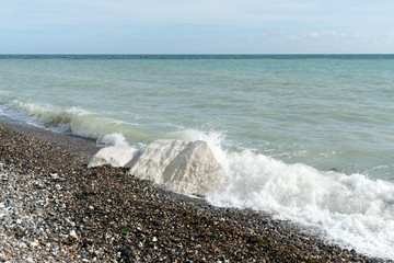 Ocean waves hit the rocks