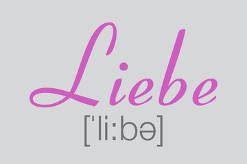 liebe, german word for love  according to scripture in pink