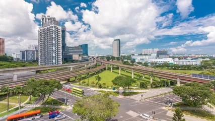 Fotobehang Jurong East Interchange metro station aerial timelapse, one of the major integrated public transportation hub in Singapore © neiezhmakov
