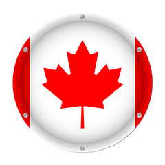 round metallic flag of Canada with screws