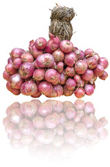Red onions on a white background
